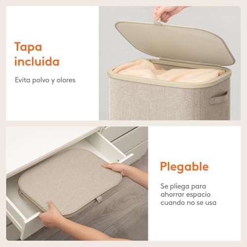 Detalle 2 de Lifewit cesto ropa sucia 105 L beige