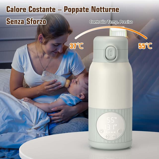 Detalle de UKEXE Scaldabiberon portatile per latte materno, formula o acqua da 380 ml (100W) con controllo temperatura