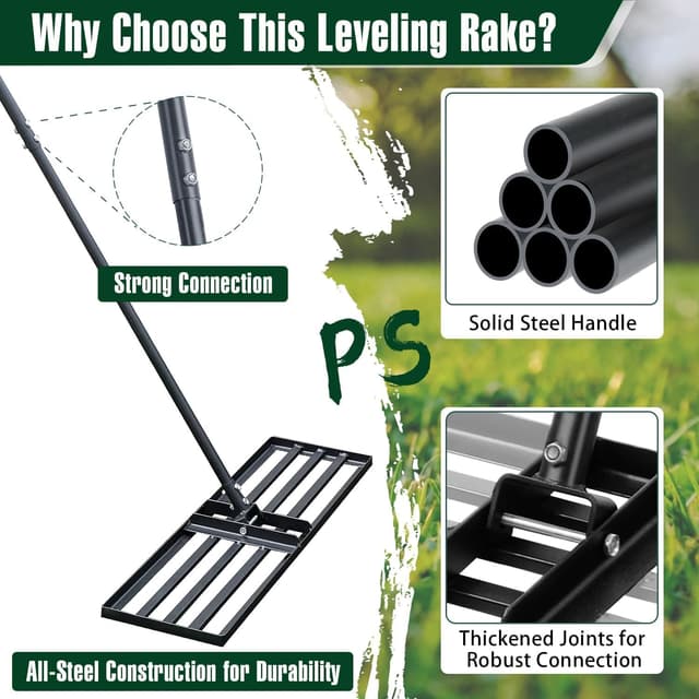 Thumbnail 2 de Jardineer Lawn Levelling Rake 91cm 183cm Handle