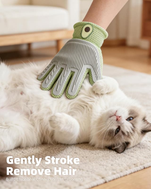 Detalle de ETIALURE 2 in 1 Pet Hair Removal Glove (Green) for grooming, bathing and gentle de-shedding
