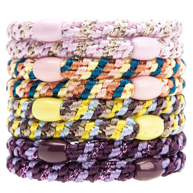 Detalle de AXEN 8er-Set elastische Haargummis mit weichem Baumwoll-Geflecht für Zöpfe & Pferdeschwanz (2 Mischfarben)