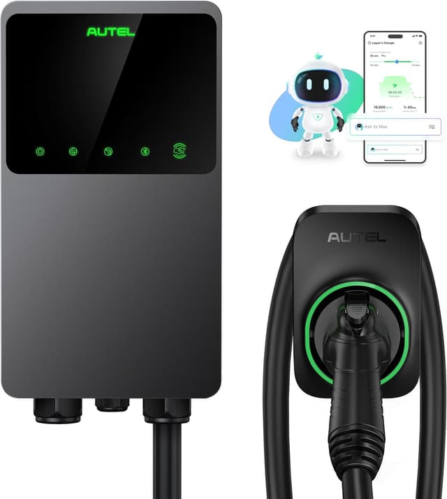 Detalle de Autel MaxiCharger Level 2 EV Charger (up to 50Amp, 240V) with J1772, Wi‑Fi/Bluetooth, Hardwired 25‑Foot Cable