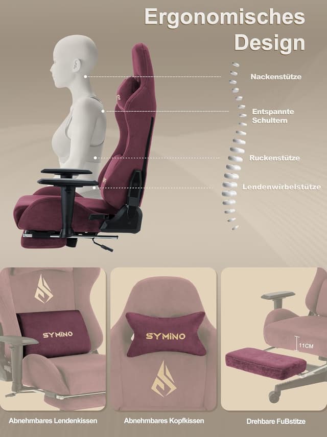 Thumbnail 4 de Symino Gaming Stuhl ergonomisch 90–150°