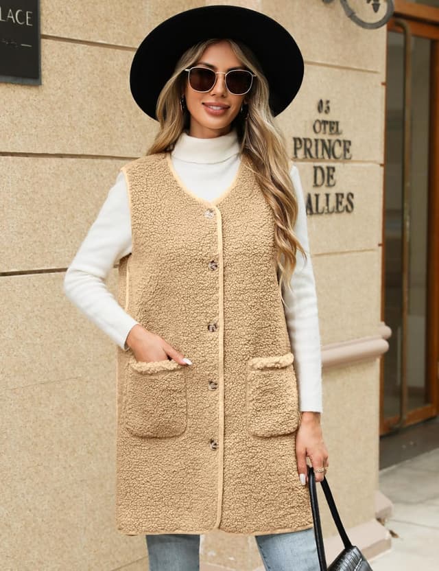 Detalle 2 de Tuopuda Teddy Fleece Weste für Damen