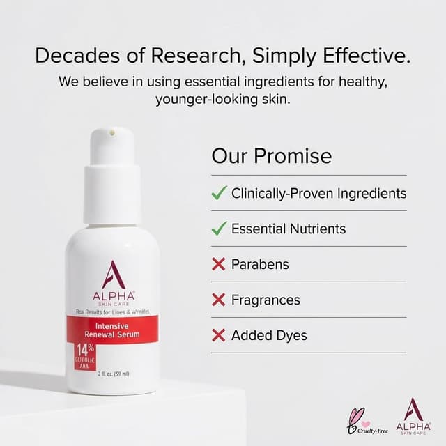 Thumbnail 6 de Alpha Skin Care Renewal Serum (14% Glycolic AHA) for Lines, Wrinkles & Uneven Tone, 2 Oz