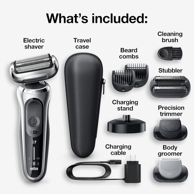 Detalle 2 de Braun Series 7 7032cs Flex Electric Razor (Wet & Dry) with Beard Trimmer and Charging Stand