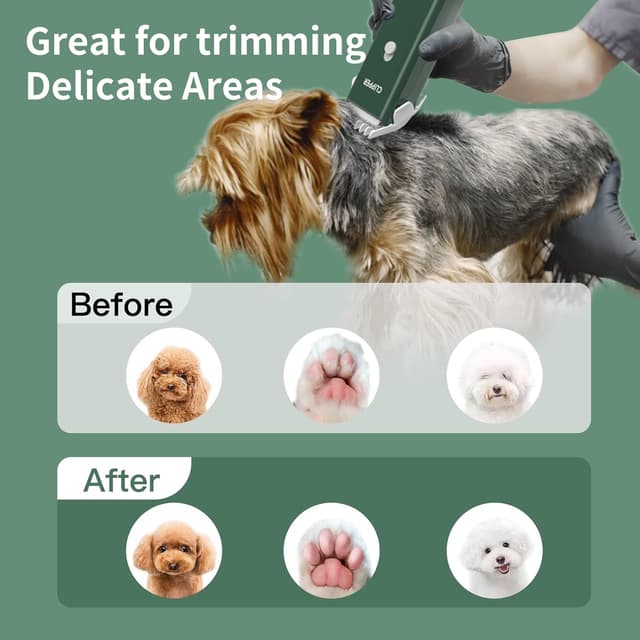 Detalle 2 de Professional Dog Clipper & Cat Grooming Clippers with detachable ceramic blades and USB rechargeable battery