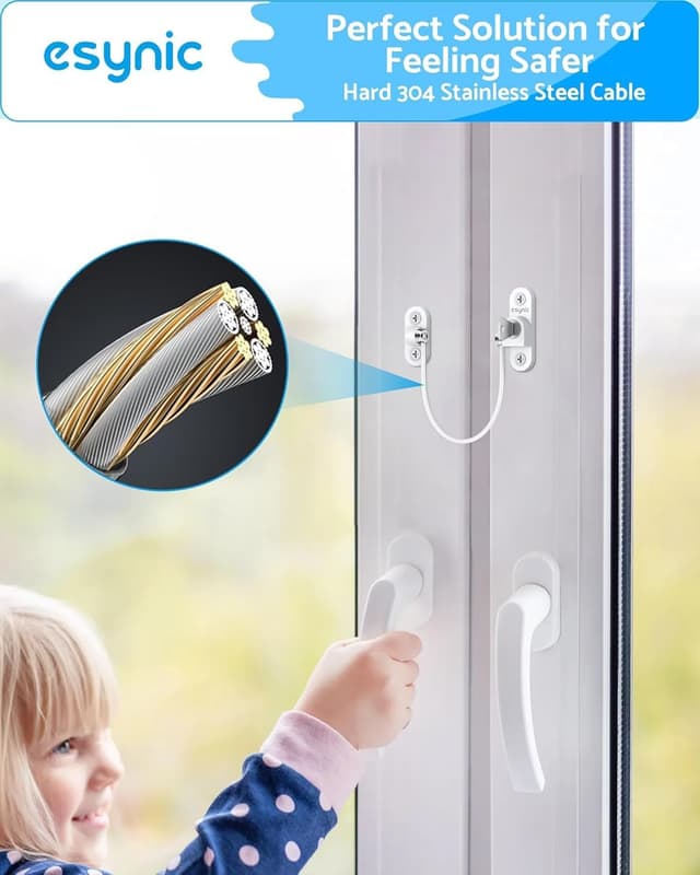 Detalle de eSynic 20-pack window restrictors for UPVC window locks (child safety ventilation limit) with keys and screws