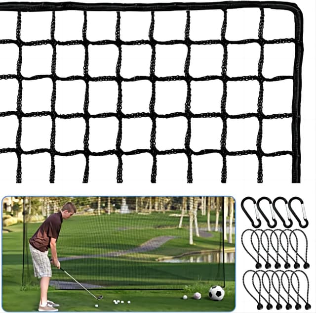 Detalle 1 de Amazgolf Golf Practice Net (10–40 ft), 1 in Square Mesh Polyester Cord Netting for Backyard Driving