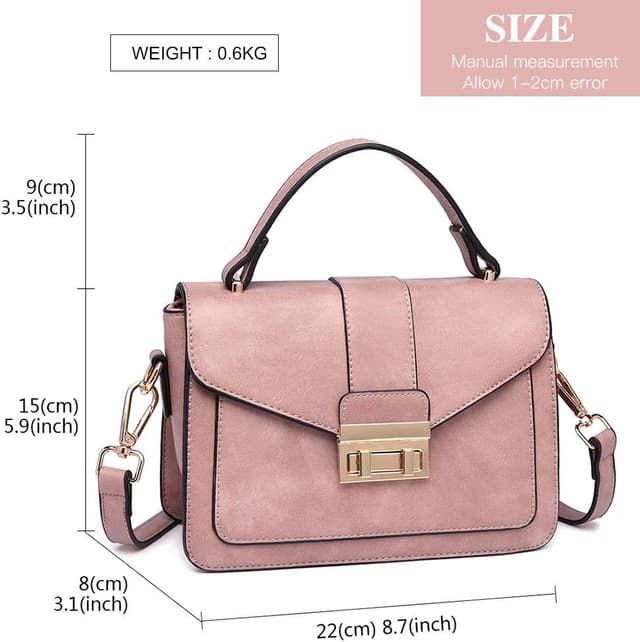 Detalle de Miss Lulu sac à main femme en PU cuir avec bandoulière amovible (22 x 9,5 x 16 cm)