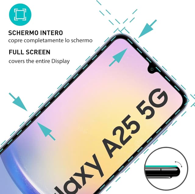Detalle de smartect Vetro Temperato Full Screen opaco (2 pezzi) per Samsung Galaxy A25 5G / A15 4G e 5G, senza bolle