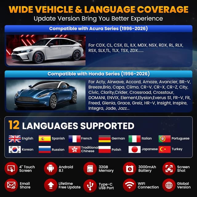Thumbnail 4 de LAUNCH Creader Elite V3.0 OBD2 Scanner for Honda Acura