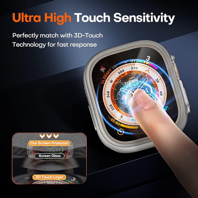 Detalle 2 de TOCOL 2 Pack Apple Watch Ultra 49mm screen protector and case
