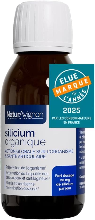 Detalle de NaturAvignon Silicium Organique liquide – Silice naturelle et vitamines C & D3 (articulations, cartilage, os) dès 40 ans