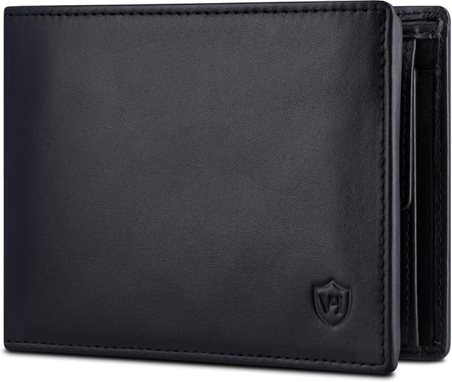 Detalle de VON HEESEN Leder-Geldbörse mit RFID-Schutz aus Echtleder (Schwarz, Glatt)