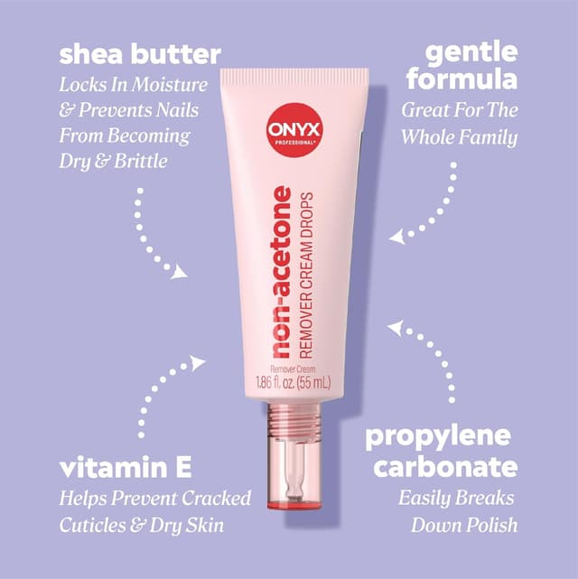 Detalle 2 de ONYX Professional Non-Acetone Nail Polish Remover Cream Drops (1.8 fl oz) — acetone-free, nourishing formula