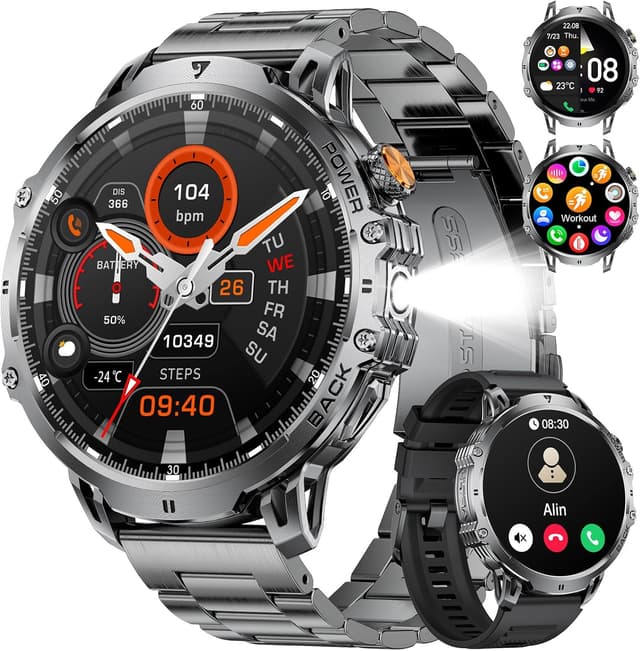 Detalle de LIGE EF13 Military Smartwatch for Men with 1.85" HD Display, Bluetooth Calls, 100+ Sports Modes & 1000mAh Battery