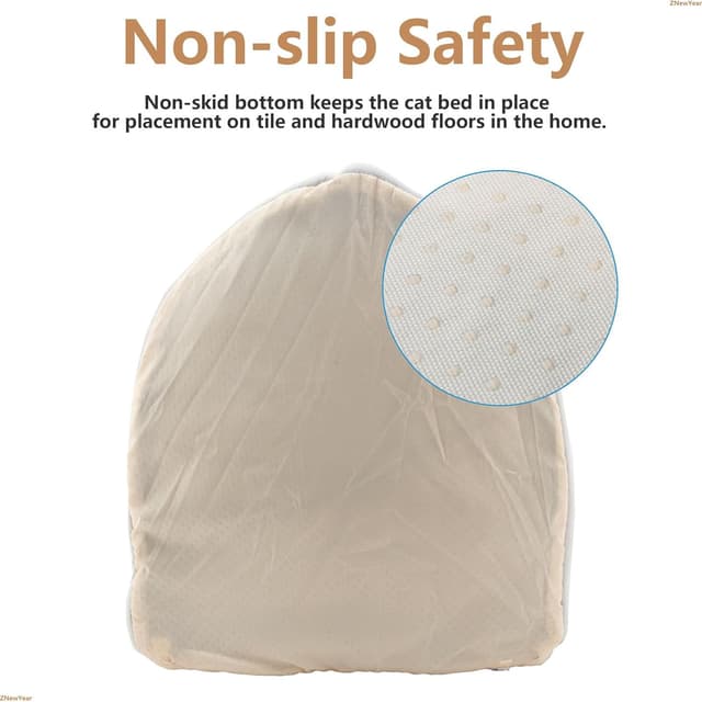 Detalle de ZNewYear Cat Beds for Indoor with Hanging Toy – Small Dog Cave Bed & Kitten Tent House with Removable Cushioned Pillow