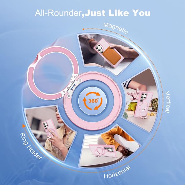 Detalle de Zalinbo Case for Samsung Galaxy S24 Ultra (6.8") with 360° Magnetic Ring Stand & Military-Grade Drop Protection