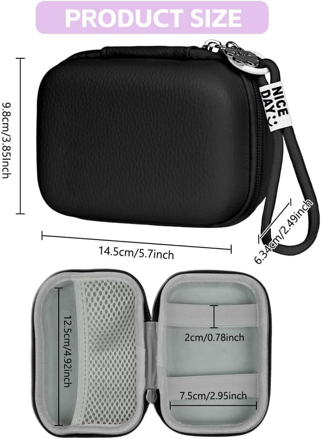 Detalle 2 de Ainiv Digital Camera Case (Small) with Detachable Strap – PU+EVA Compact Pouch for Sony, Canon, Panasonic & More