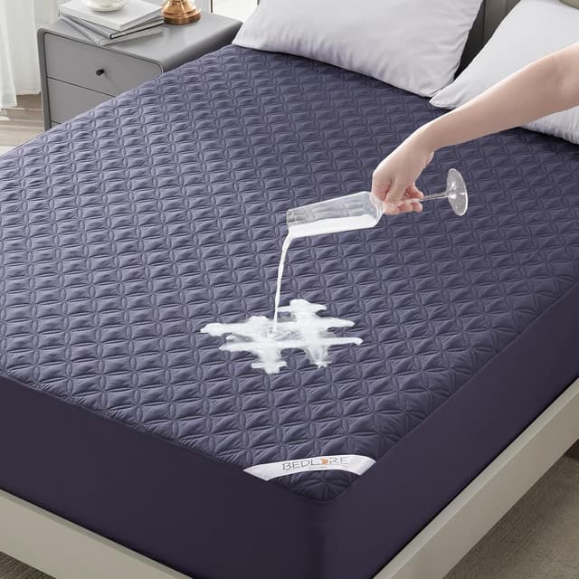 Detalle de BEDLORE Matratzenschoner 180 x 200 cm – wasserdichter Bezug mit tiefer Tasche (Blau)