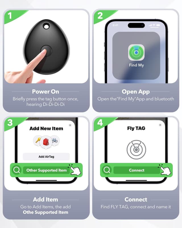 Detalle de Air Tracker Tags 4-Pack for Apple Find My (MFi Certified, iOS Only) — Mini Bluetooth Key Finder
