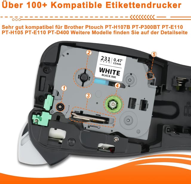 Detalle 2 de Labelwell TZe-231 12 mm kompatibles Schriftband 📇