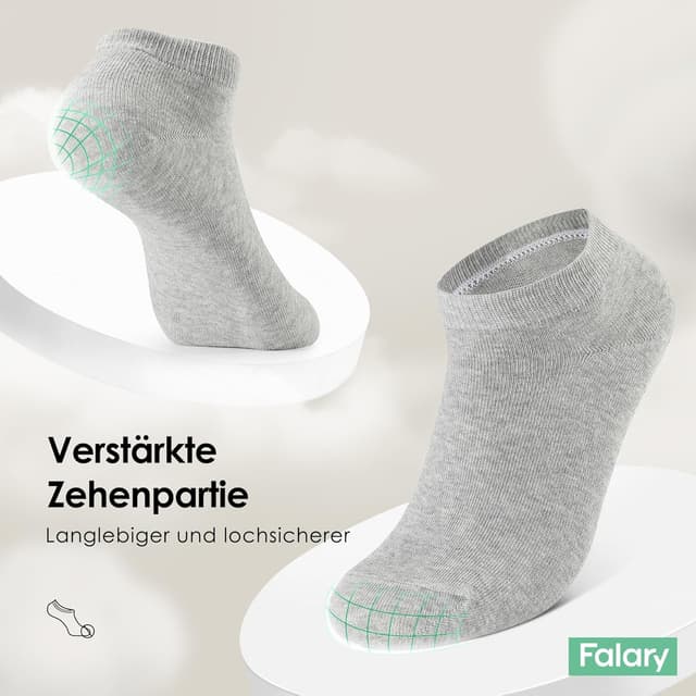 Detalle de FALARY Sneaker Socken 10 Paar Knöchelsocken aus Baumwolle – atmungsaktiv & unisex