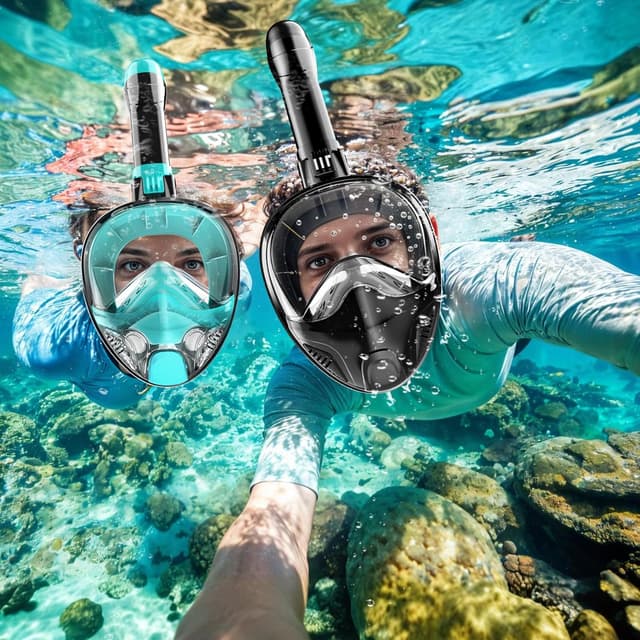 Thumbnail 1 de Full Face Snorkel Mask Panoramic 180° View 🤿