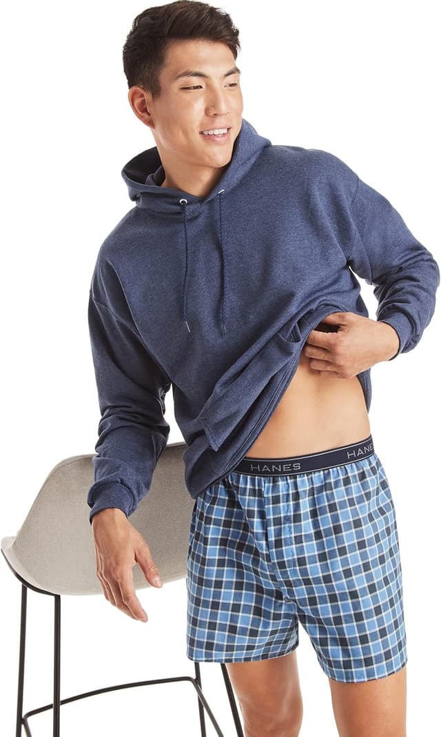 Detalle de Men’s Tartan Hanes Boxer Briefs (6-Pack) with Cool Comfort