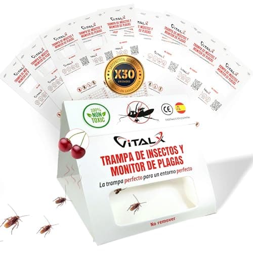 Detalle de VITALX Pack 30 trampas ultradhesivas para cucarachas (sin venenos) + manual