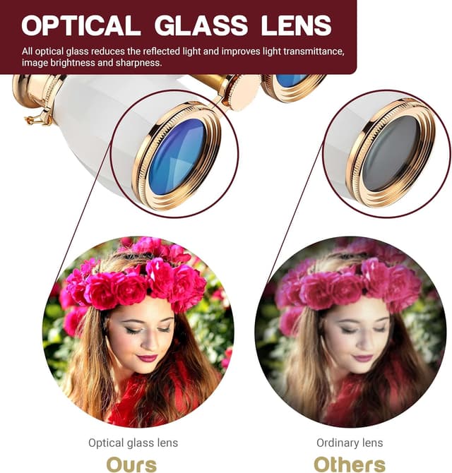 Detalle 2 de Opera Glass Theatre Glass 4x 30mm binoculars with gold chain – 4 x 30 mm antique-style theatre binoculars