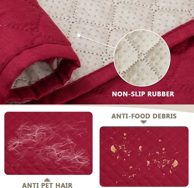 Detalle de FIGOOO Copridivano impermeabile trapuntato 3 posti con tasche laterali, Borgogna