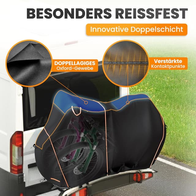 Detalle de NATURIZ® Fahrradabdeckung Heckträger wasser- und reißfest für 2 Fahrräder (mit 6 m Spannseil)