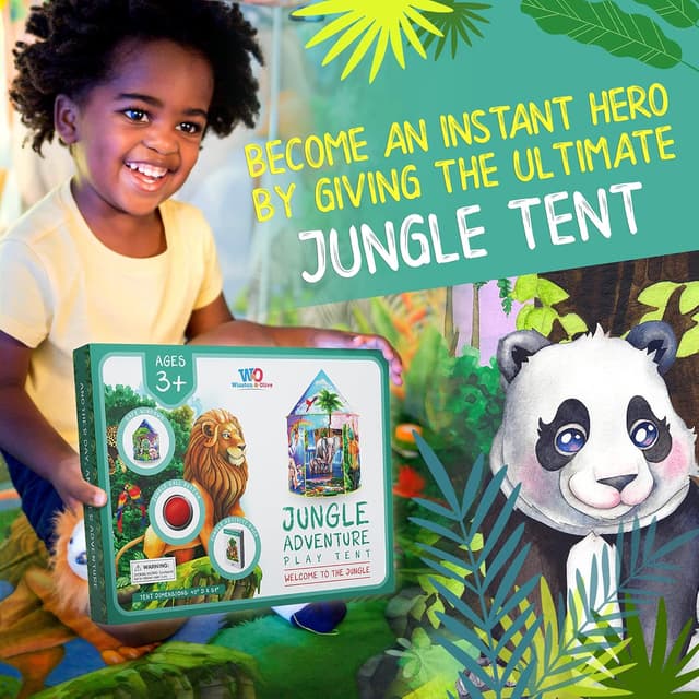 Detalle de W&O Jungle Adventure Play Tent with Lifelike Animal Sounds (pop-up jungle play tent)