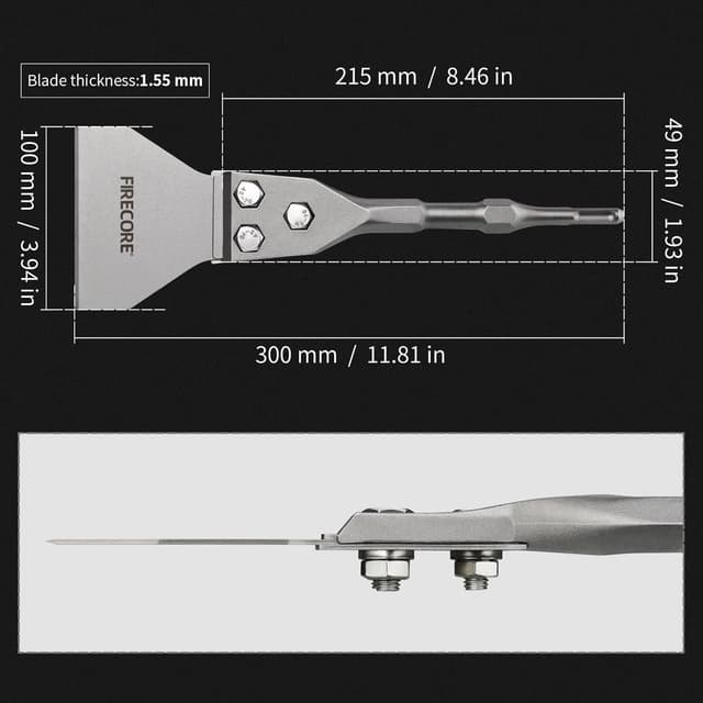 Detalle 2 de Firecore FS23412 SDS Plus Floor Scraper 300×100mm 🛠