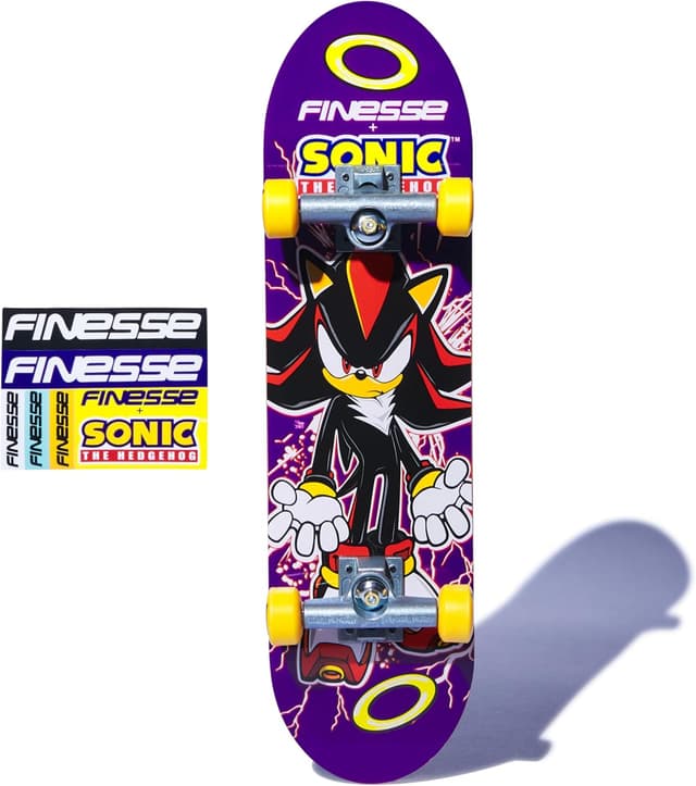 Detalle de Tech Deck Finesse X Sonic The Hedgehog Handboard: mini skateboard da usare solo con le mani