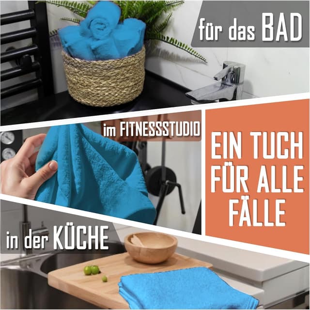 Thumbnail 6 de NatureMark 10er-Set Frottee-Waschlappen für Gesicht & Hände (30×30 cm) aus 100% Baumwolle – türkis