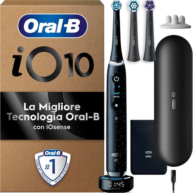 Detalle de Oral-B spazzolino elettrico ricaricabile iO 10 Nero con tecnologia magnetica e 3 testine