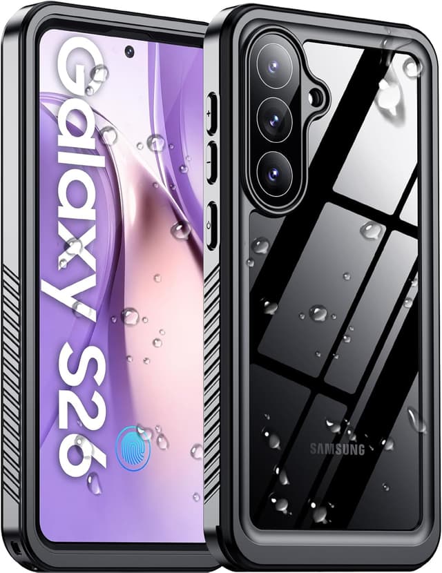 Detalle de Temdan Waterproof Case for Samsung Galaxy S26 (6.3") — IP68, Built-in Screen & Lens Protection, Military Shockproof Design (Black, 2026)