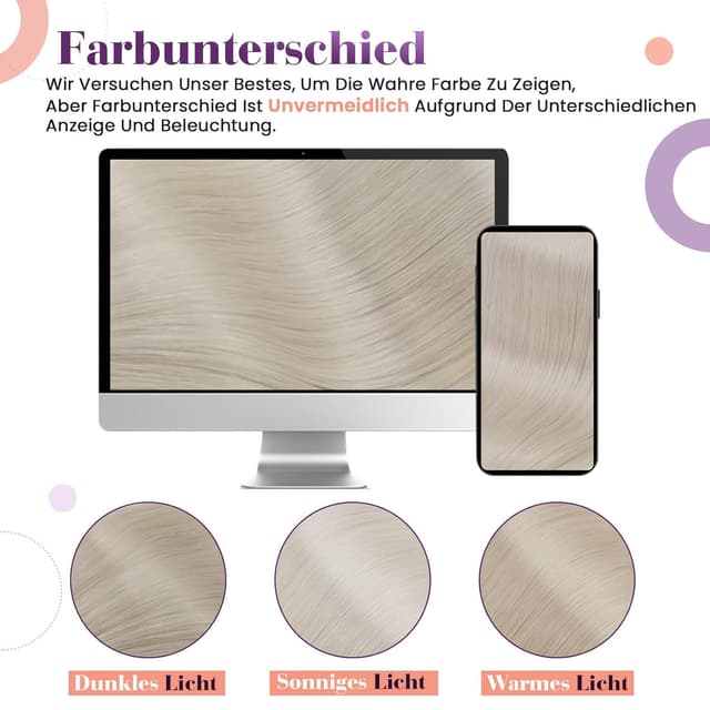Detalle 2 de LaaVoo Clip-Extensions aus Echthaar, 60 cm (7-teilig) in Platinblond #60