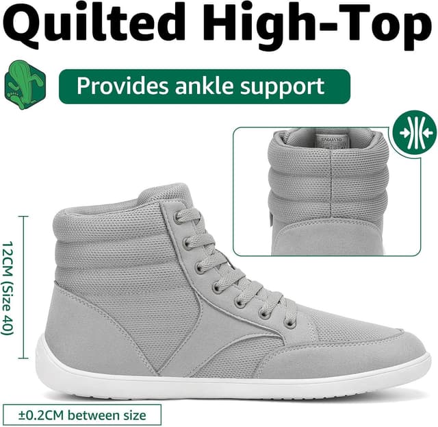 Detalle 1 de Saguaro Unisex Barfußschuhe High-Top mit breiter Zehenbox & Zero-Drop Sohle (Gr. 36–48)