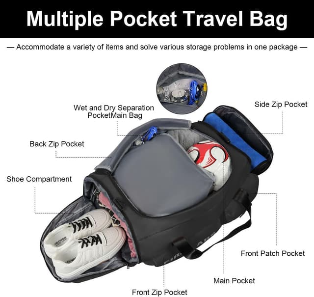 Detalle 2 de Flintronic 65L Borsa da Viaggio Leggera e Impermeabile