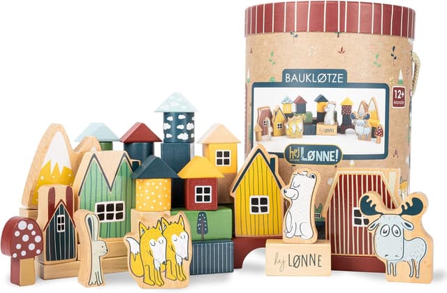 Detalle de Hej LØNNE! 56x Mattoncini Legno per Bambini