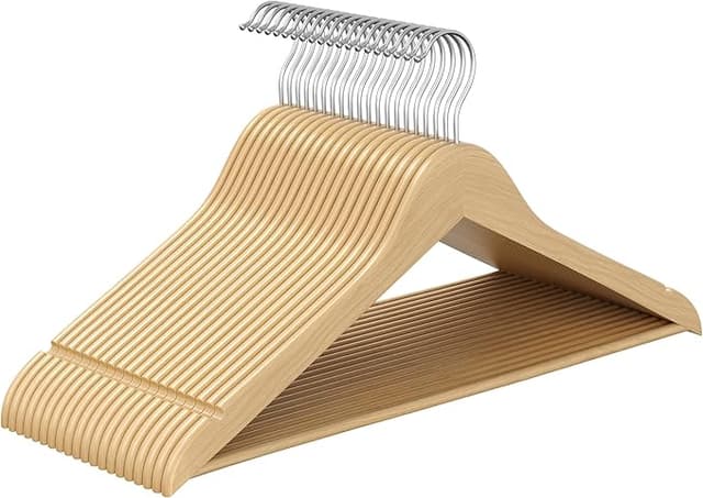 Imagen de SONGMICS Juego de 20 Perchas de Madera con Ganchos Giratorios en OfertitasTOP