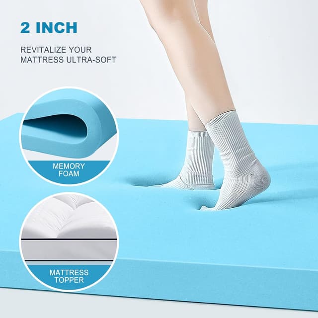 Detalle 2 de MASVIS King Size Dual Layer Memory Foam Mattress Topper