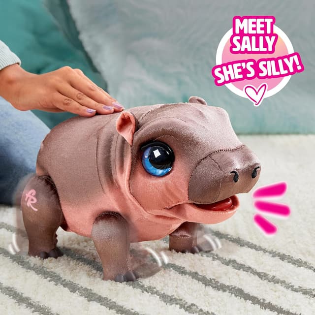 Detalle 2 de FurReal Sally The Silly Hippo 9‑inch interactive plush