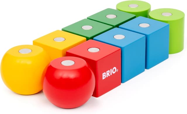 Detalle de BRIO 30435 Magnetische Holzbausteine – magnetisches Steck- und Stapelspiel für Kinder ab 12 Monaten