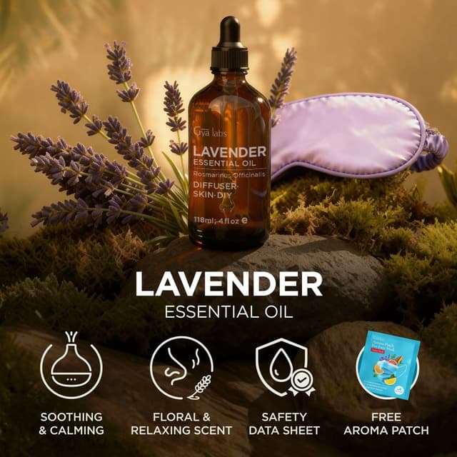 Detalle 2 de Gya Labs Lavender Essential Oil for Diffuser (118ml) – 100% Pure Natural Lavender Oil