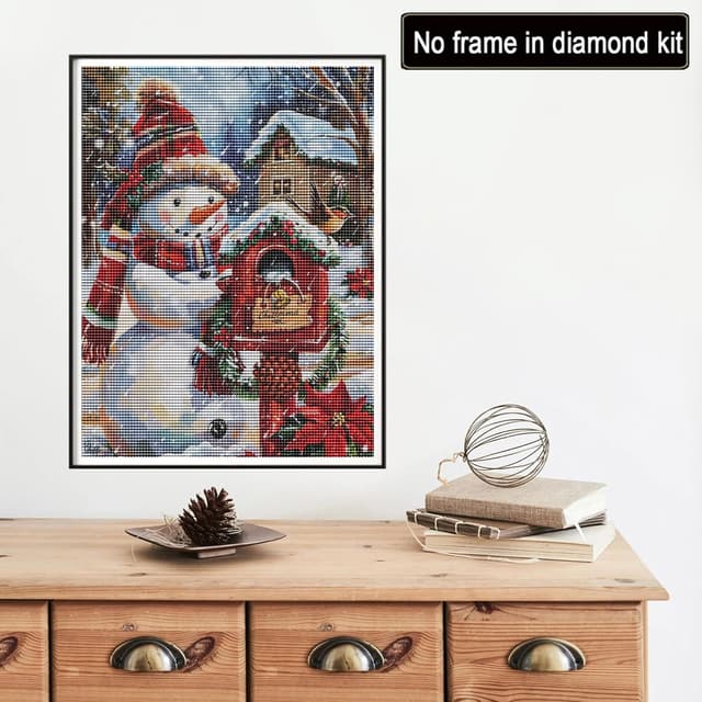 Detalle de Reofrey Christmas Diamond Art Kit for Adults (Snowmen) 30x40cm Full Drill Round Rhinestones
